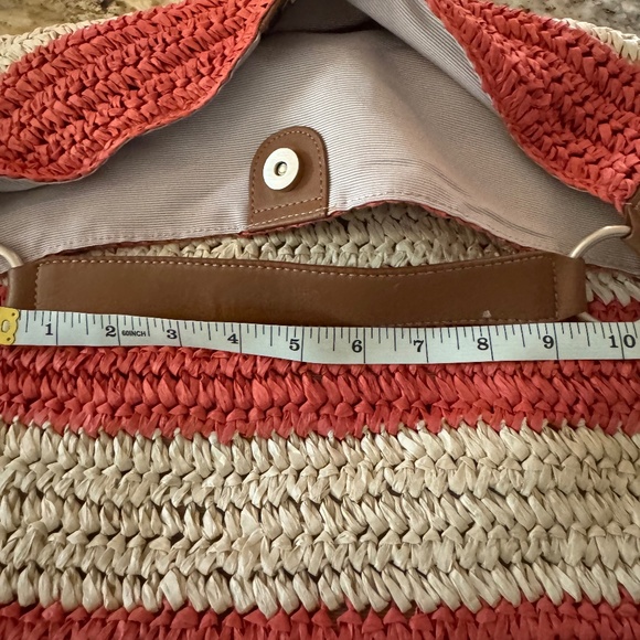****LOW PRICE****Talbots paper straw bag - orange and tan stripe! Super CUTE! - Picture 15 of 16